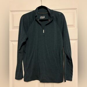 Smart Wool, Quarter Zip Merino Wool Pullover, Green, 2X